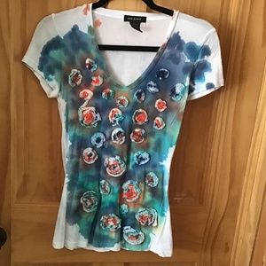 Sam & Max tie dyed over appliqué T-shirt, small